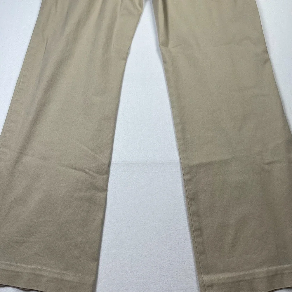 Express Pants Women 11/12 Beige Cotton Stretch Pockets High-Rise Wide Leg Preppy